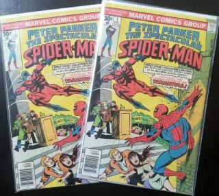 Spectacular Spider - Man 1 Vf,  /nm Two Copies Both Newsstand 1st App Lightmaster