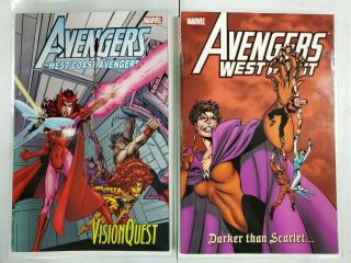 Avengers West Coast Darker Than Scarlet & Vision Quest Tp Set Marvel Oop Byrne