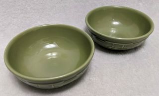 Set Of 2 Longaberger Woven Traditions Sage Green 7 " Cereal Bowl