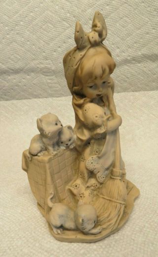 1987 G Armani Little Treasures Florence Figurine Girl Sweeping W/ Kittens