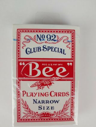 Vintage " Bee " No.  92 Club Special Playing Cards Narrow Size