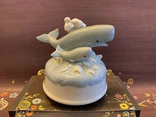 Otagiri Whale Music Box Hand Painted Japan Plays “somewhere Out There” Vintage