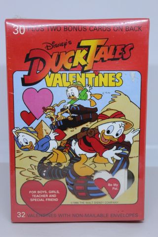 1986 Vtg 32 Duck Tales Valentine Cards Box School Student Disney Donald Nos