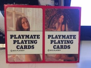 1973 Playboy Playmate Playing Cards,  2 Complete Decks Of Vintage Pre - Owned Cards