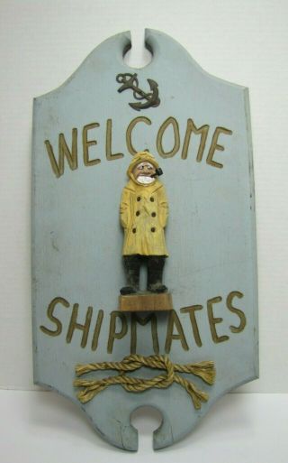 Welcome Shipmates Nautical Ship Boat Bar Pub Tavern Wooden Sign Ad Decor A2ps