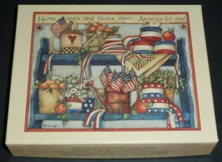 America For Me 2003 Susan Winget 12 Note Cards Lang Heart & Home Patriotic Flag