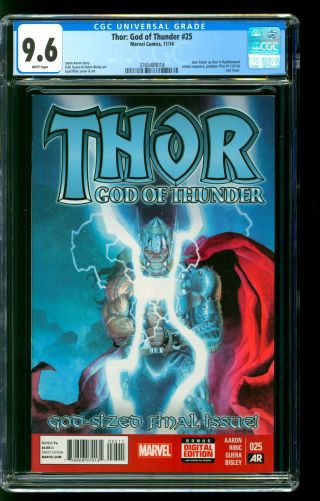 Thor: God Of Thunder 25 Cgc 9.  6 Nm,  1st Thor Cameo (jane Foster) Ribic Cover