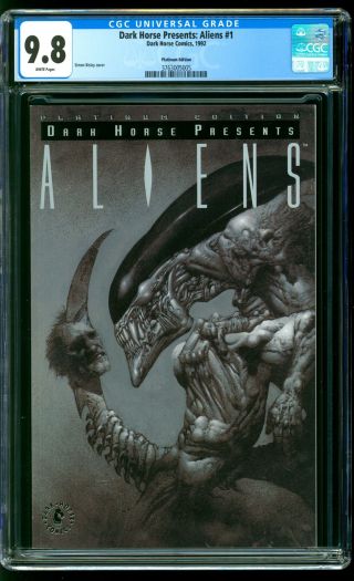 Dark Horse Presents: Aliens 1 Cgc 9.  8 Nm/mint Simon Bisley Platinum Variant