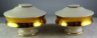 Vintage Lenox China Celestial Salt & Pepper Shaker Set Gold Trim Ivory Bodies