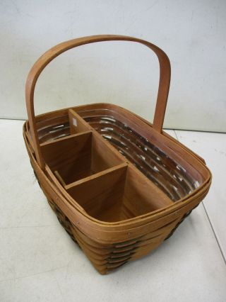 1990 Longaberger Basket 10 Inch With Plastic Insert And Dividers 10/21