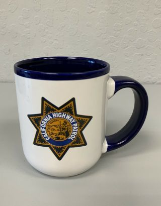 Vintage California Highway Patrol Chp Mug With Blue Handle 16 Fluid Ounces