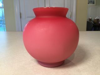 Vintage Peachblow/pink & White Cased Satin Glass Rose Bowl Round Vase