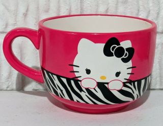 Fab Hello Kitty Extra Large Pink Zebra Print Soup Mug -
