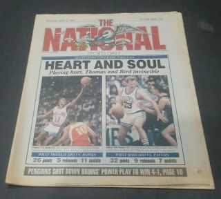 The National Sports Daily News Paper May 6 1991 Larry Bird Isiah Thomas Heart &