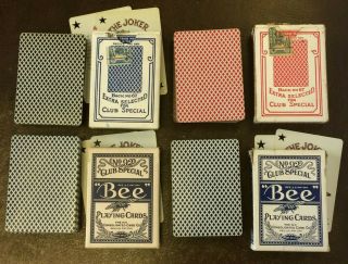 4 Decks Bee No.  92 Club Special Playing Cards Cambric Finish Vintage 1947 - 1953