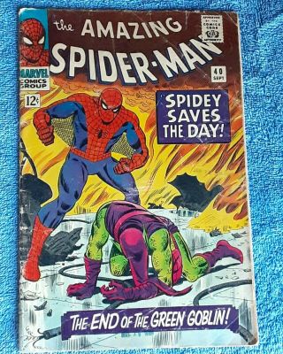 Vtg 1966 Marvel Comic Book Spider Man Green Goblin Sept 40 Spiderman