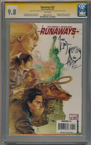 Runaways 25 Signed By Joss Whedon & Nico Sketch By Michael Ryan Cgc 9.  8 Ss