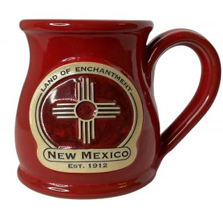 Deneen Pottery Mexico Coffee Mug Hand - Thrown Stoneware,  Red 10 Oz