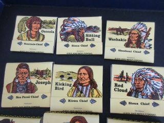 Set of 12 OHIO MATCH CO 1979 Native American INDIAN CHIEFS Geronimo Sitting Bull 2