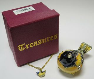 Bridgman Treasures Pewter Enameled Oriole Bird Trinket Box W/ Necklace