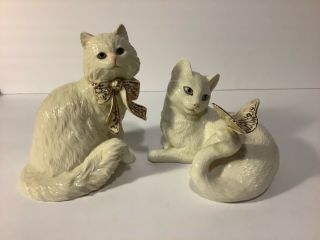 Lenox Enchantment Porcelain Cat Figurines 24k Gold Trim Sitting Pretty