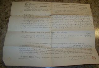 1841 Antique Chili Ny Land Abstract Title Deed Legal Document Samual Coleman