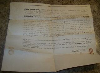 1833 Antique Chili Ny Land Abstract Title Deed Legal Document Baron Miller