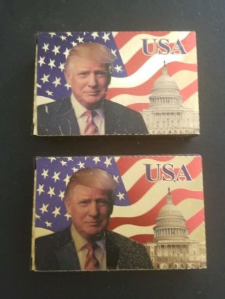 2 Donald Trump Gold Foil Waterproof Plastic Playing Cards Usa