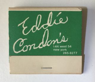 Rare Eddy Condon’s Jazz Club York City Match Book