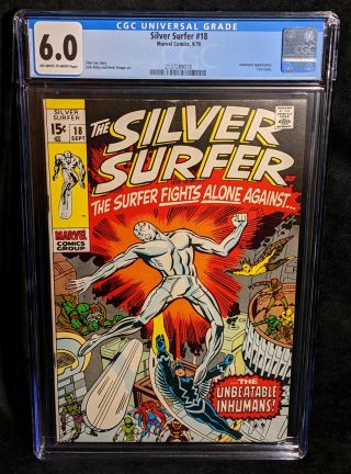Silver Surfer 18 Cgc 6.  0 Fn Universal Stan Lee Jack Kirby Herb Trimpe Inhumans