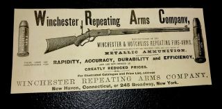 1878 Winchester Repeating Arms Gun Rifle Advertising Haven - Connecticut 9”