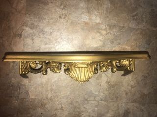 Vintage Gold Homco Syroco Home Interior Ornate Hollywood Regency Wall Shelf
