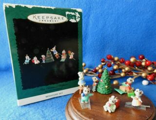 Hallmark Miniature Ornament 1996 Tiny Christmas Helpers - Set Of 6 - Mouse Mice