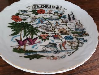 Vtg Florida 1950 ' s travel souvenir plate 7 