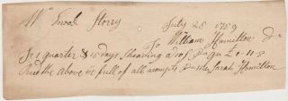 1759 Philadelphia Bill Receipt From William Hamilton Jr To Enoch Storey