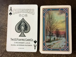 C1918 Antique Congress 606 Playing Cards,  Winter Back,  52/52,  Vintage Uspcc