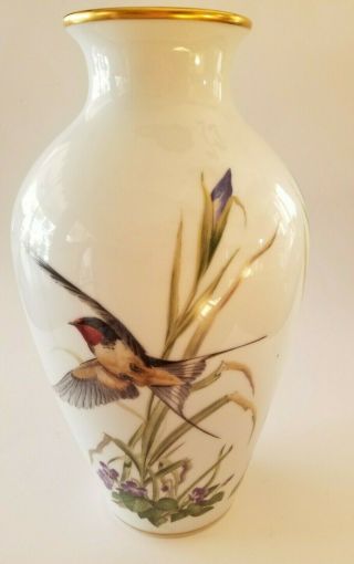 Vtg Franklin Porcelain The Meadowland Bird Vase Basil Ede Limited Ed 1980 Signed