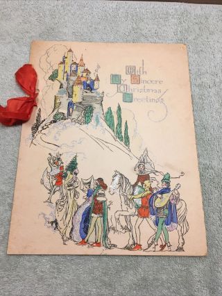 Vintage Greeting Card Christmas Vtg Rust Craft Medieval Castle Rare 1920 