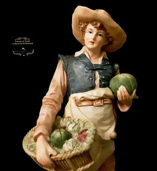 Vintage Bisque Porcelain " Harvest Boy " Figurine Andrea By Sadek 7554 11 " Tall