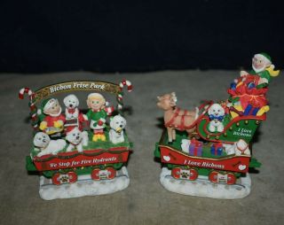 Danbury Bichon Frise Dog Christmas Express Train Figurines - Detailed