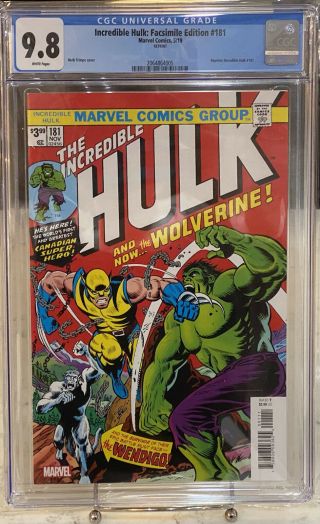 Incredible Hulk 181 (marvel) Cgc 9.  8 White Pages Facsimile Edition Reprint