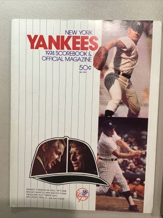 1974 York Yankees Vs Milwaukee Brewers Scorecard Program Thurman Munson