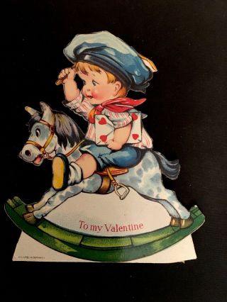 Vintage C1920’s Rocking Horse Stand - Up Valentine Greeting Card