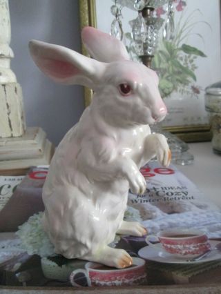 Vintage Lefton Bunny Rabbit Hare White Pink Easter Spring Figure H6660
