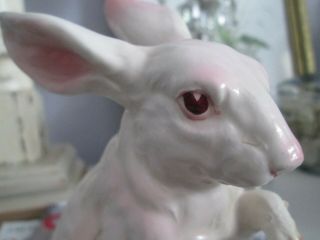 Vintage Lefton Bunny Rabbit Hare White Pink Easter Spring Figure H6660 2