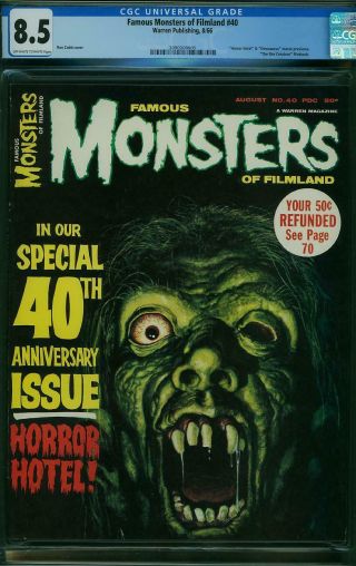 Famous Monsters Of Filmland 40 Cgc 8.  5 Vf,