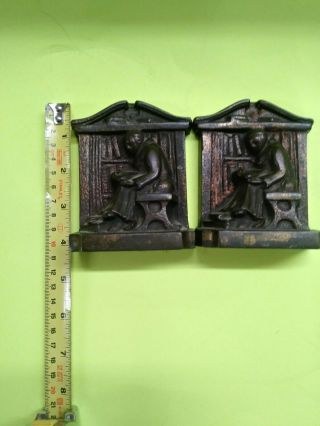 Vintage Bookend Ronson Art Deco 1922 The Library Monk Reading Friar Book Ends