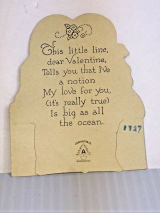 Vintage Valentine,  1927,  At The Beach & Ocean.  Boy & Girl,  Old Swimsuits.  Neat 3