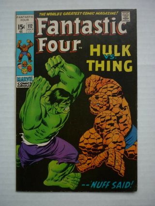 Fantastic Four 112 (1971) Fine (6.  0) The Incredible Hulk Vs.  The Thing