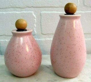 Vintage Pink Speckled Mid Century Modern Ceramic Salt & Pepper Shakers